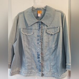 Womens Plus size 22  beaded demin or blue jean jacket by Ruby Rd